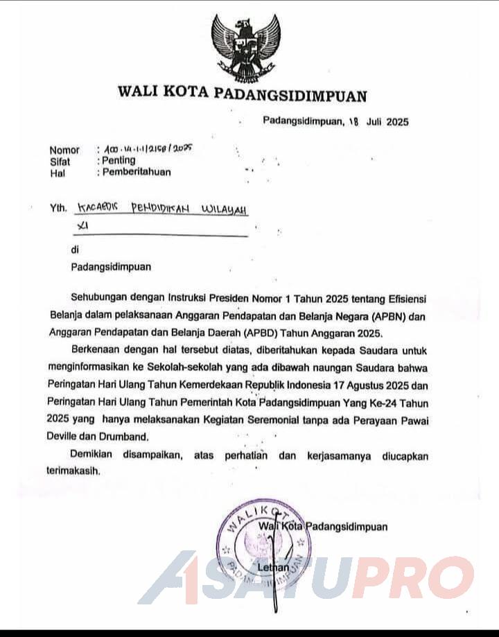 Gebyar HUT RI Di Padangsidimpuan Terhalang Inpres Nomor 1 Tahun 2025