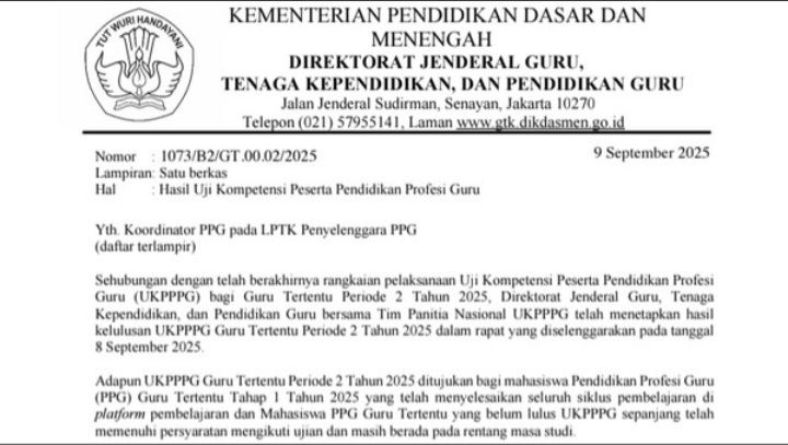 Pengumuman PPG Tahap 1 2025 Terbit, Cek di Sini!