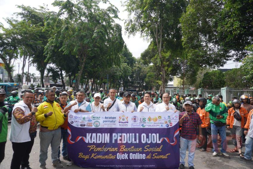 Peduli Ojol, KADIN Sumut Gelontorkan 4 Ton Beras