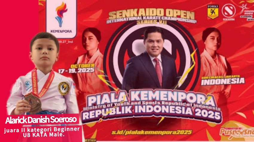 Alarick Danish Soeroso Raih Juara II di Senkaido Open Internasional Karate Championship