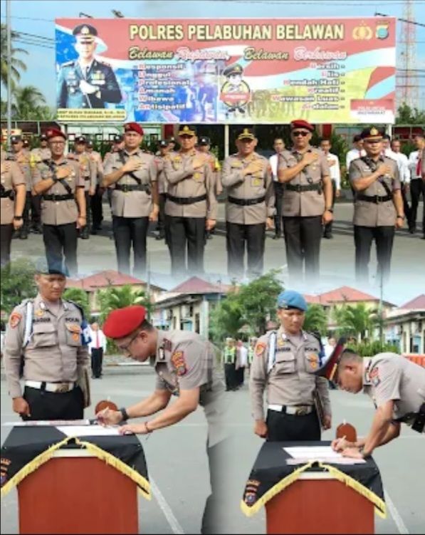 Upacara Serah Terima Jabatan Kasat Reskrim, Kasat Narkoba dan Kasat Lantas Polres Pelabuhan Belawan