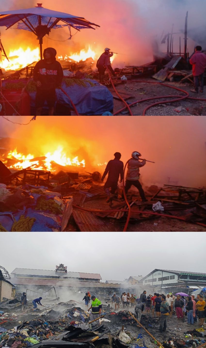 45 Kios di Pajak Sidikalang Hangus Terbakar