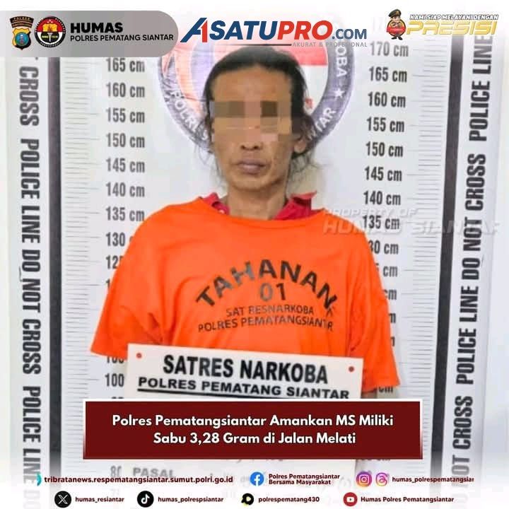 Polres Pematangsiantar Amankan MS Miliki Sabu 3,28 Gram di Jalan Melati