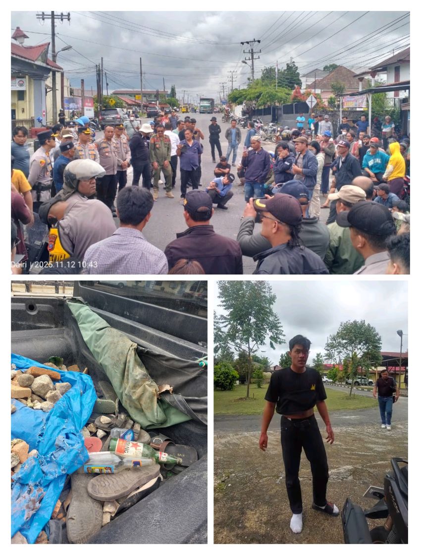 MAPOLRES Dairi di Geruduk Massa, Buntut Penangkapan Penghasut Pembakaran Aset PT. GRUTI