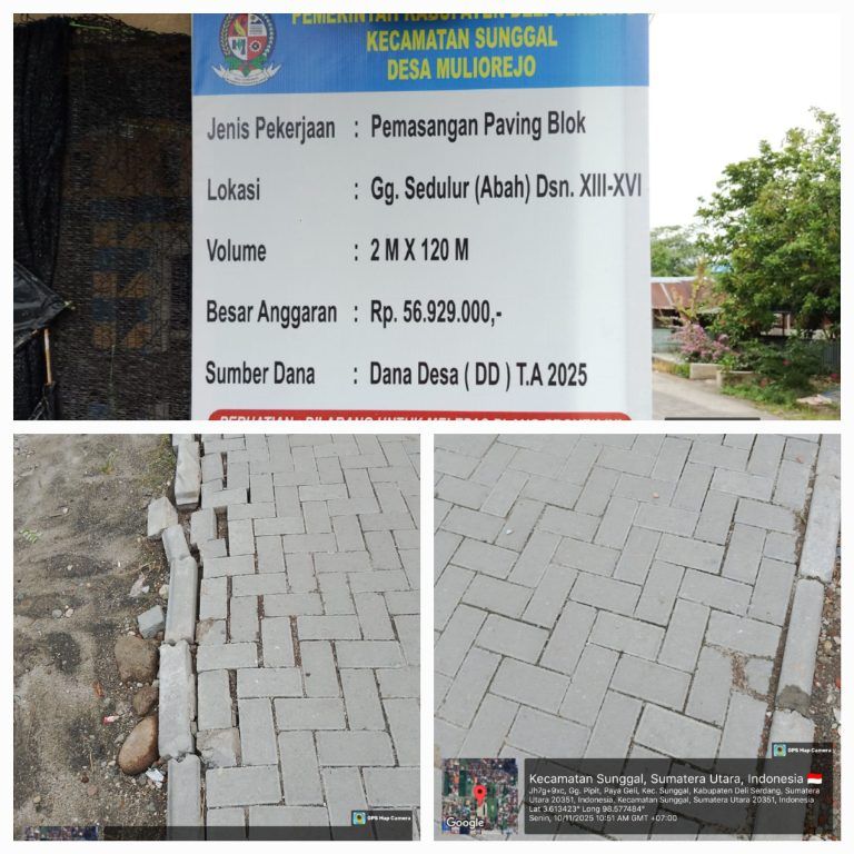 Pekerjaan Paving Block di Desa Mulio Rejo Sunggal Disorot, Diduga Asal Jadi