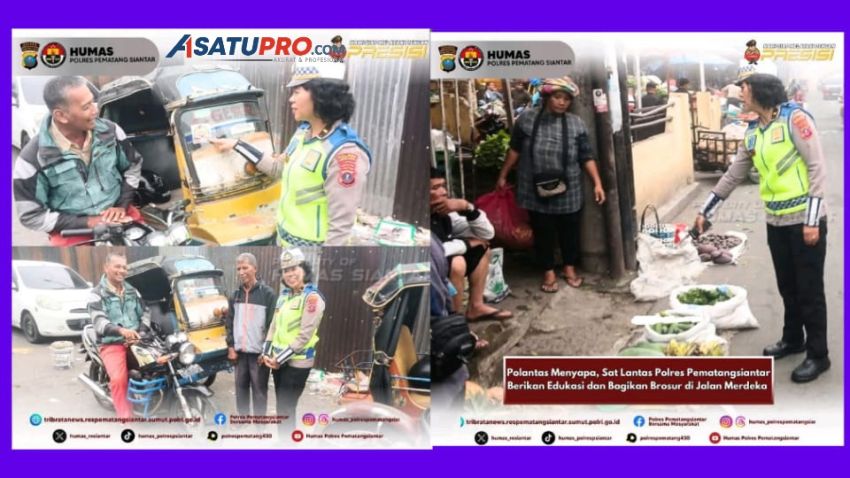 Polantas Menyapa, Sat Lantas Polres Pematangsiantar Berikan Edukasi dan Bagikan Brosur di Jalan Merdeka