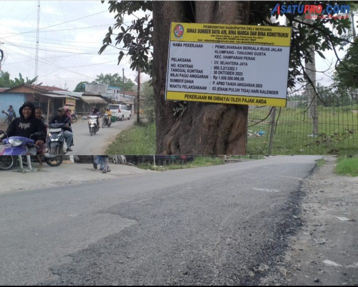 Proyek Pemeliharaan Jalan Rp1,5 Miliar di Desa Klumpang Deli Serdang Disinyalir Beraroma Korupsi