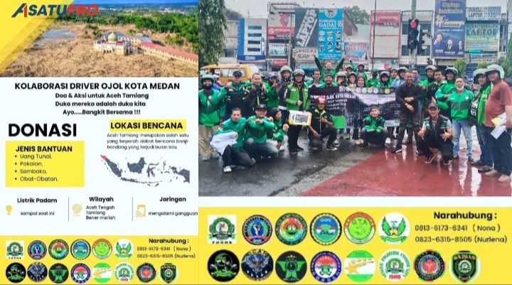 Kolaborasi Ojol Kota Medan Turun Aksi Penggalangan Dana Buat Warga Aceh Tamiang