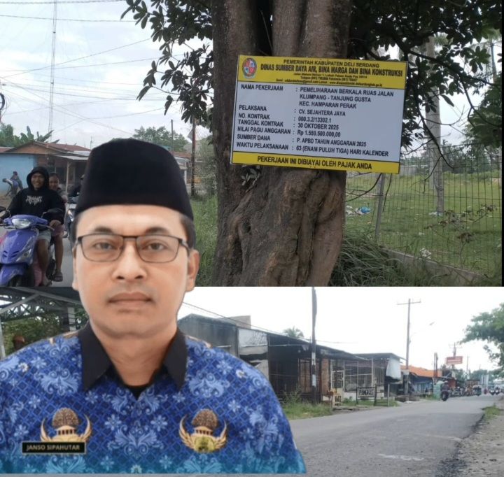 Kadis SDAMBK Deli Serdang Bungkam Ditanya Proyek Pemeliharaan Jalan Rp1,5 Miliar di Desa Klumpang Tanjung Kusta Disinyalir Beraroma Korupsi