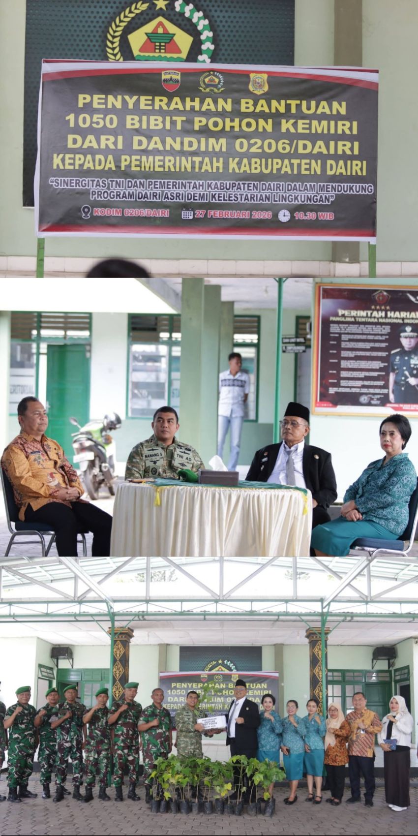 Dandim 0206/Dairi Serahkan 1.050 Bibit Kemiri kepada Pemerintah Kabupaten Dairi