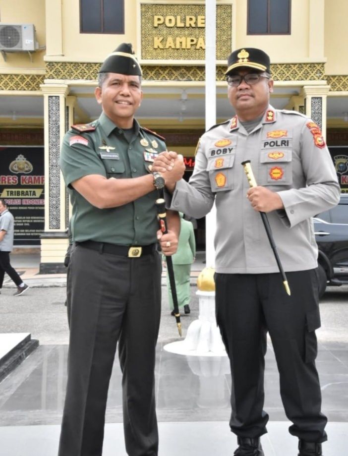 Kunjungan Kerja Danrem 031/Wira Bima ke Polres Kampar Disambut Langsung Kapolres Kampar