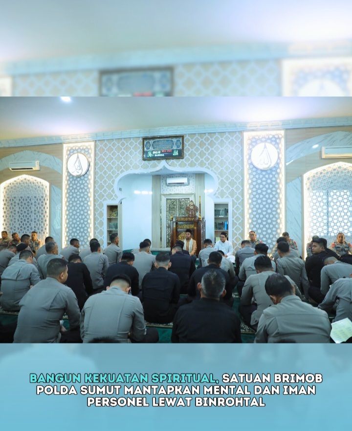 Satuan Brimob Polda Sumut Mantapkan Mental dan Iman Personel Lewat Binrohtal