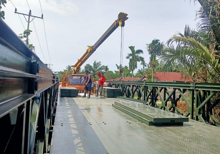 Kodim 0209/LB Tuntaskan Pembangunan Jembatan Modular di Sei Sanggul