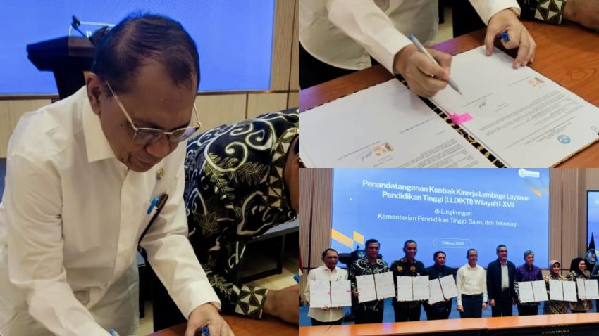 Kemdiktisaintek Perkuat Tata Kelola Pendidikan Tinggi Melalui Penandatanganan Kontrak Kinerja LLDIKTI I - XVII