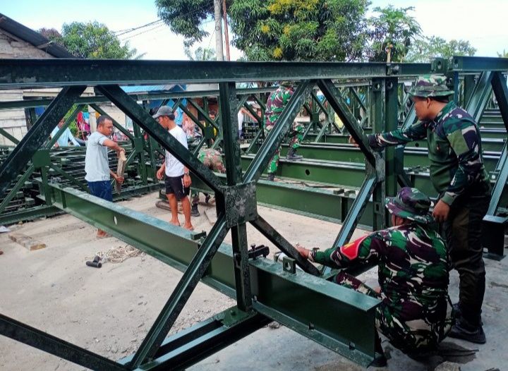 Kodim 0208/Asahan, Dan Yon Zipur 1/DD Tuntaskan Pembangunan Jembatan Modular di Batu Bara