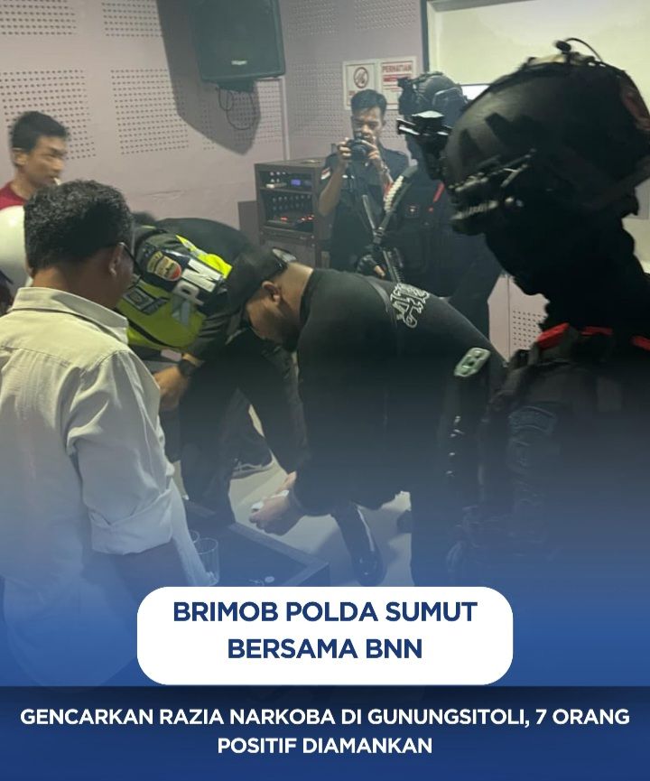 Brimob Polda Sumut Bersama BNN Gencarkan Razia Narkoba di Gunungsitoli, 7 Orang Positif Diamankan