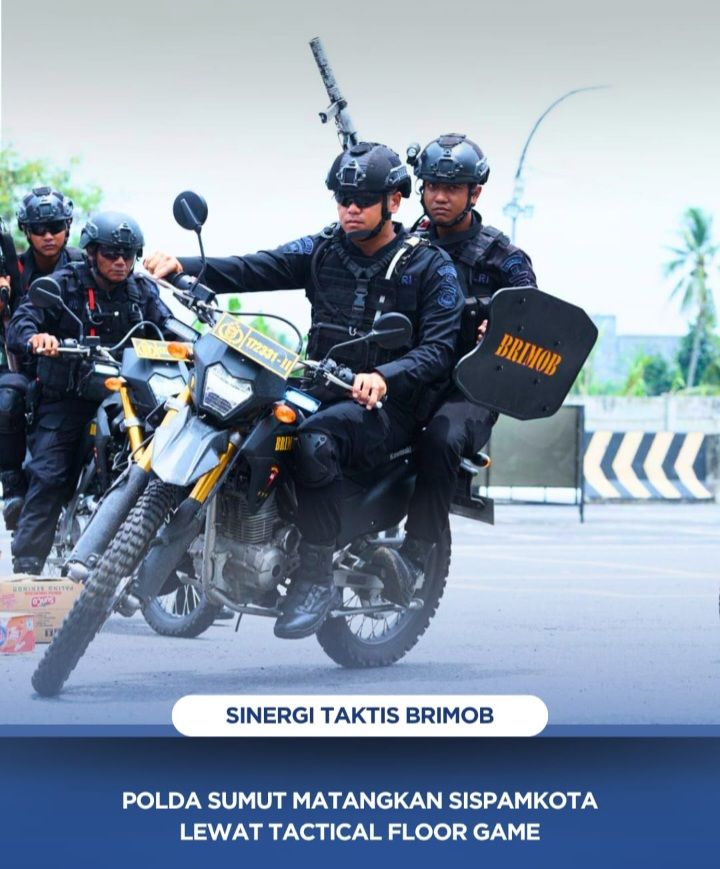 Sinergi Taktis Brimob dan Polda Sumut Matangkan Sispamkota Lewat Tactical Floor Game