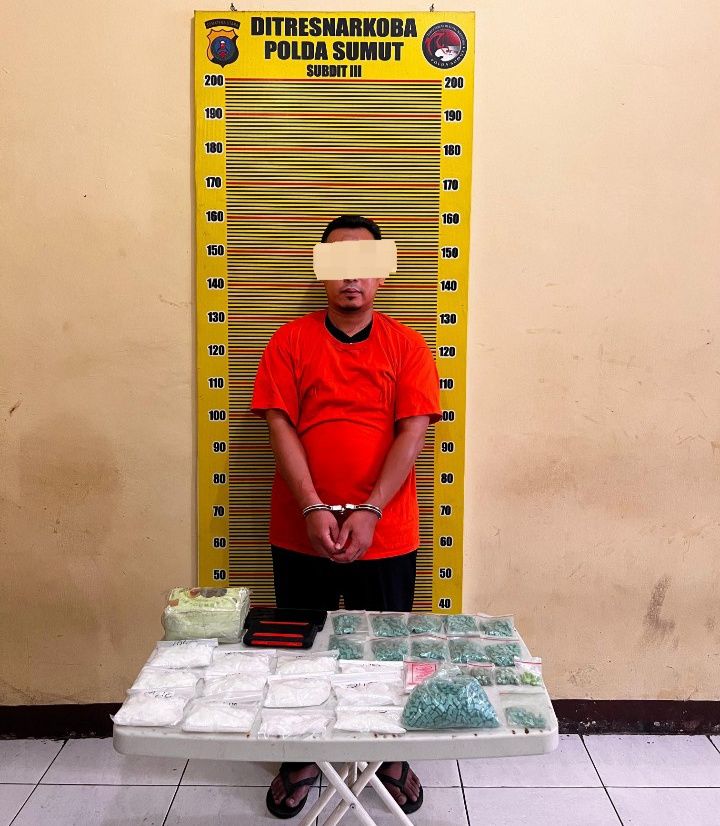 Polda Sumut Ungkap Peredaran 2 Kg Sabu dan 2.000 Butir Ekstasi, Seorang Oknum Guru Ditangkap