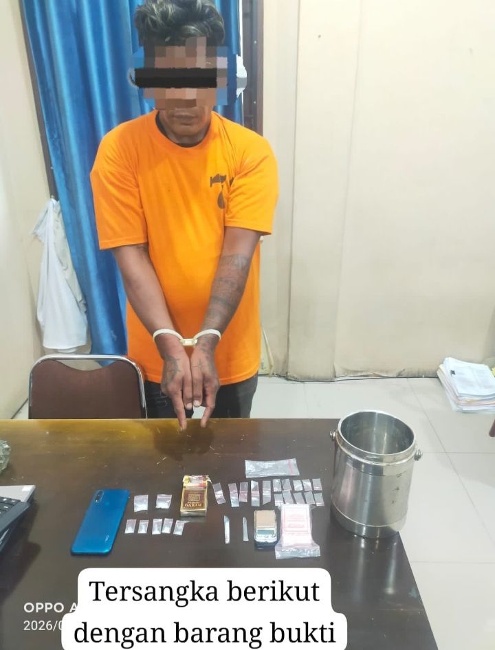 Pengedar Sabu di Karo Ditangkap, Polisi Sita Timbangan Hingga 7 Paket Narkoba