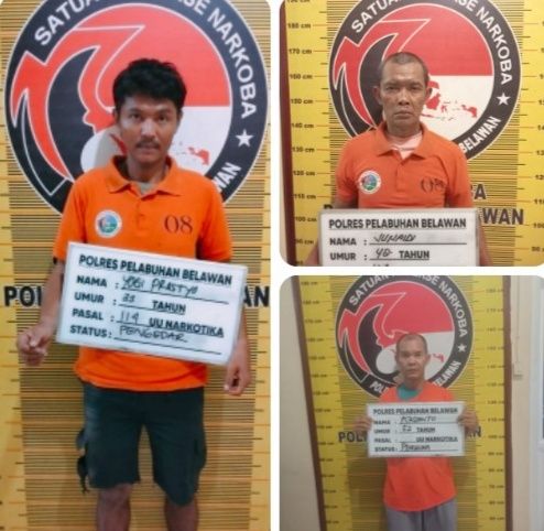 Dua lokasi Narkoba Digrebek Polres Pelabuhan Belawan, Tiga Pengedar dan Pengguna Ditanggkap