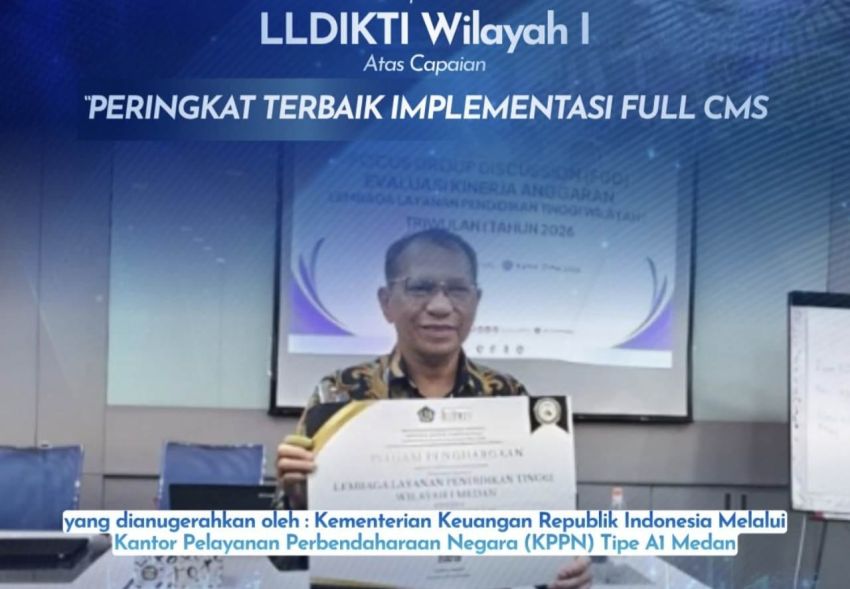 LLDikti Wilayah I Raih Penghargaan Implementasi Full CMS Terbaik dari Kemenkeu RI