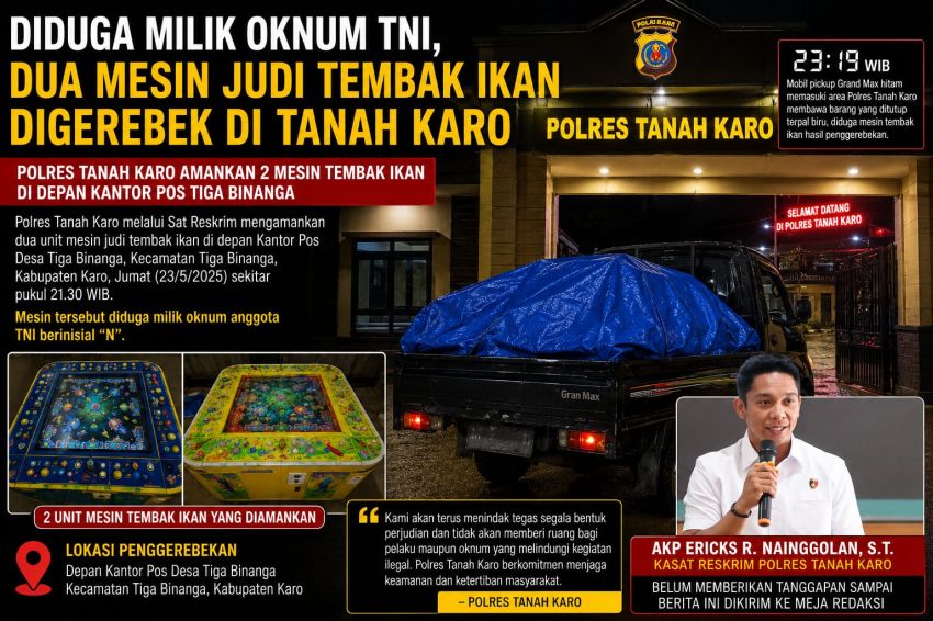 Polres Tanah Karo Amankan Dua Mesin Tembak Ikan di Tiga Binanga, Diduga Milik Oknum TNI