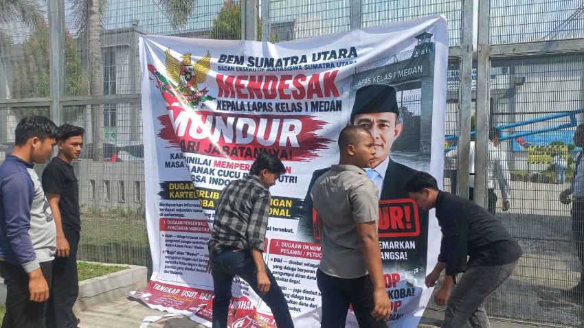 BEM Sumut Gelar Aksi Unjuk Rasa di Depan Kantor Lapas Kelas I Medan