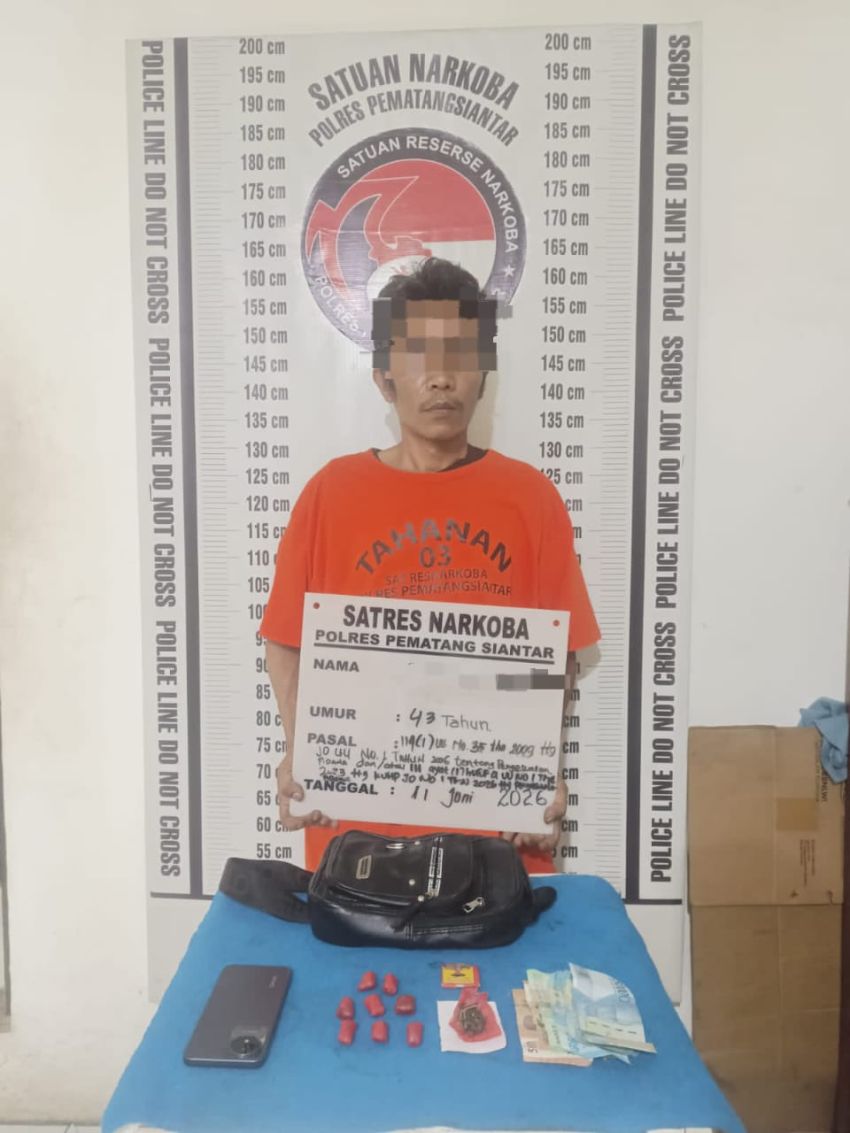 Pemilik Ganja 12,36 Gram ditangkap Polres Pematangsiantar di jalan Merbou
