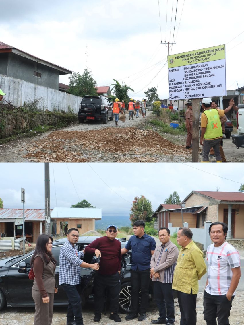 Bupati Dairi Tinjau Progres Pemeliharaan Jalan Jurusan Sigalingging-Tombak Simbolon Kecamatan Parbuluan