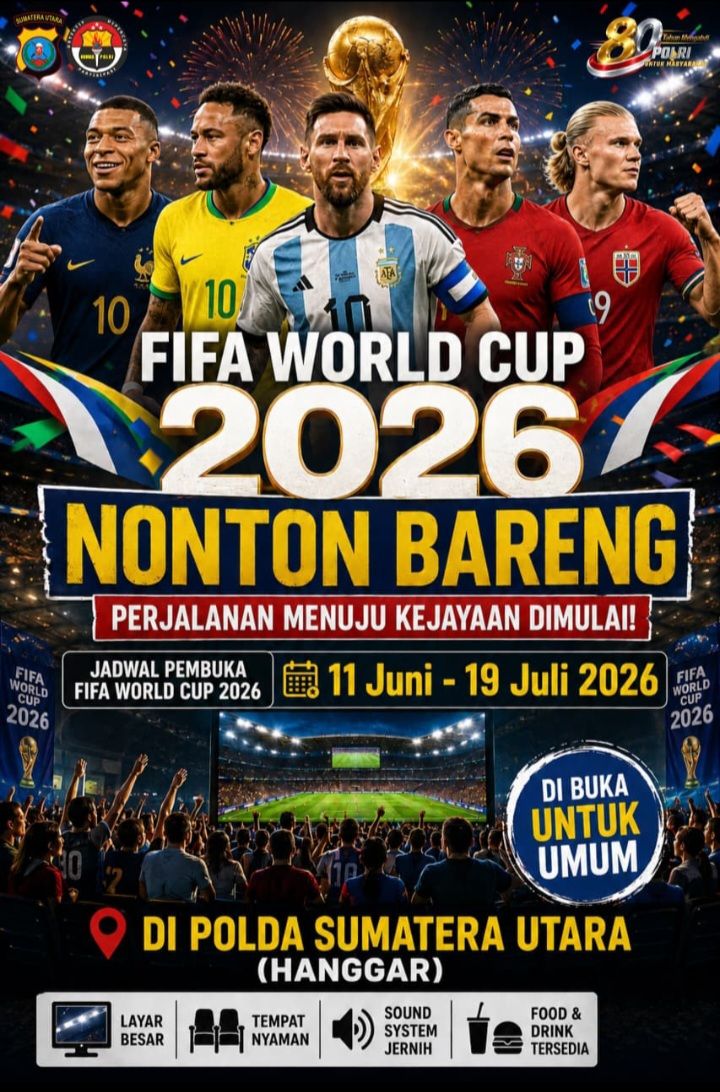 Poldasu Adakan Nobar Piala Dunia 2026 Kepada Masyarakat Umum "Berikan Hiburan dan Doorproze"