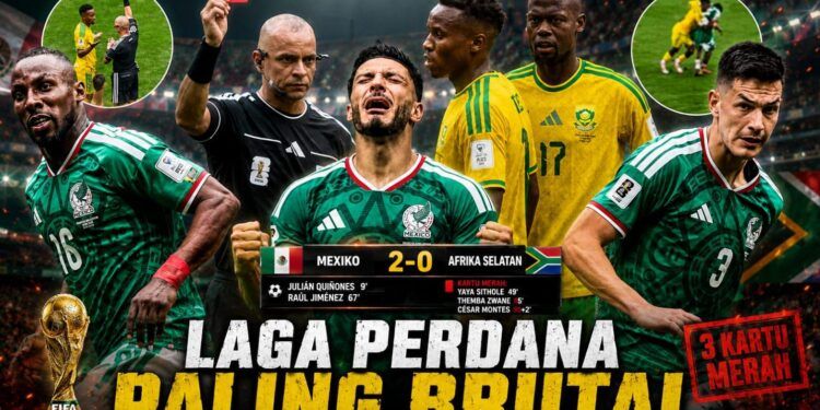 Tiga Kartu Merah Di Laga Perdana Piala Dunia FIFA 2026, Meksiko Bantai Afrika Selatan