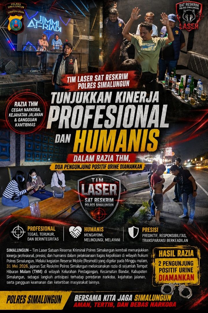 Tim Laser Sat Reskrim Polres Simalungun Tunjukkan Kinerja Profesional dan Humanis dalam Razia THM, Dua Pengunjung Positif Urine Diamankan