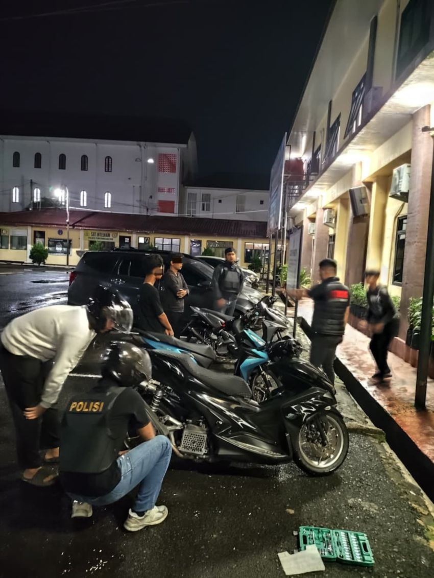 Saat Patroli, Polres Pematangsiantar Amankan Tiga Sepeda Motor Knalpot Brong