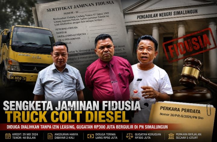 Dugaan Pengalihan Jaminan Fidusia Libatkan Oknum TNI, Gugatan Rp. 300 Juta Bergulir di PN Simalungun