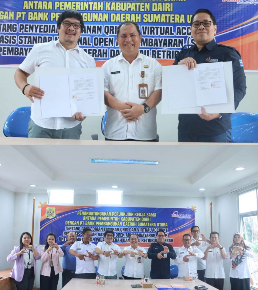 Pemanfaatan QRIS dan Virtual Account untuk Pembayaran Pajak Daerah, Bapenda Dairi dan Bank Sumut Teken Kerja Sama