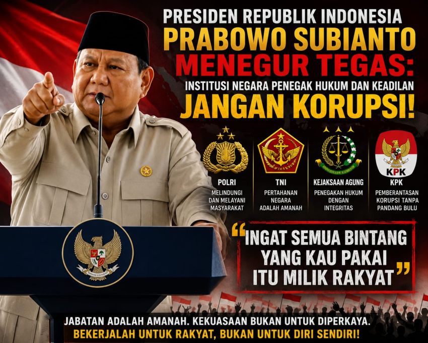 "Anda Jaksa? Pakai Bintang Juga, Kau Milik Rakyat!" Prabowo Ingatkan Aparat Negara: Jabatan Adalah Amanah, Bukan Kekuasaan