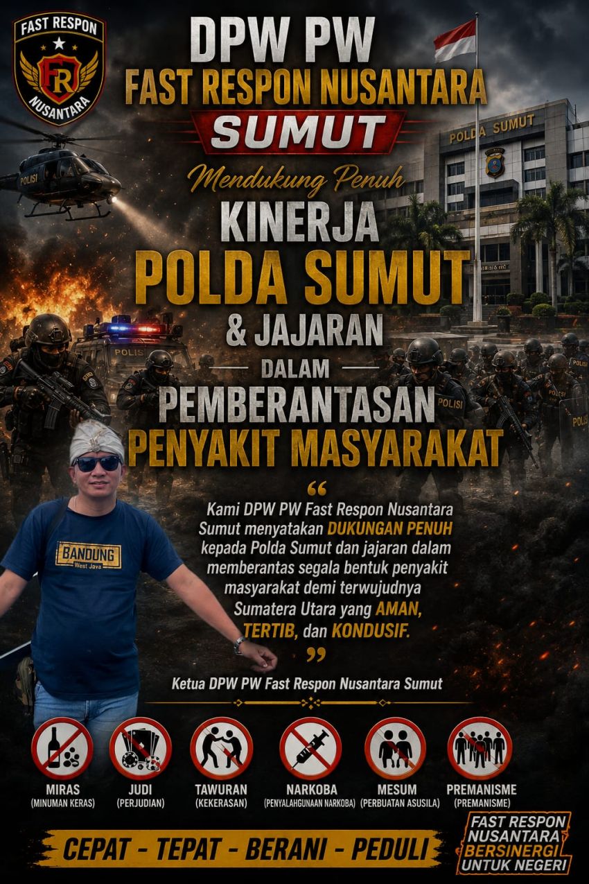 DPW Fast Respon Nusantara Sumut Dukung Kinerja Polda Sumut dan Jajaran Dalam Pemberantasan Penyakit Masyarakat