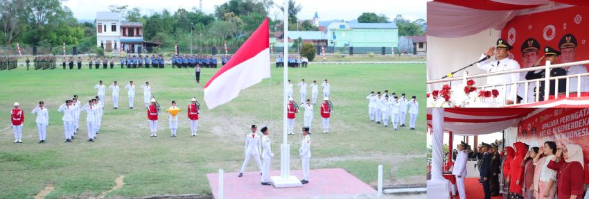 Wakil Bupati Wahyu Daniel Sagala Pimpin Upacara Penurunan Bendera HUT RI Ke-81, Paskibraka Dairi Sukses Tunaikan Tugas