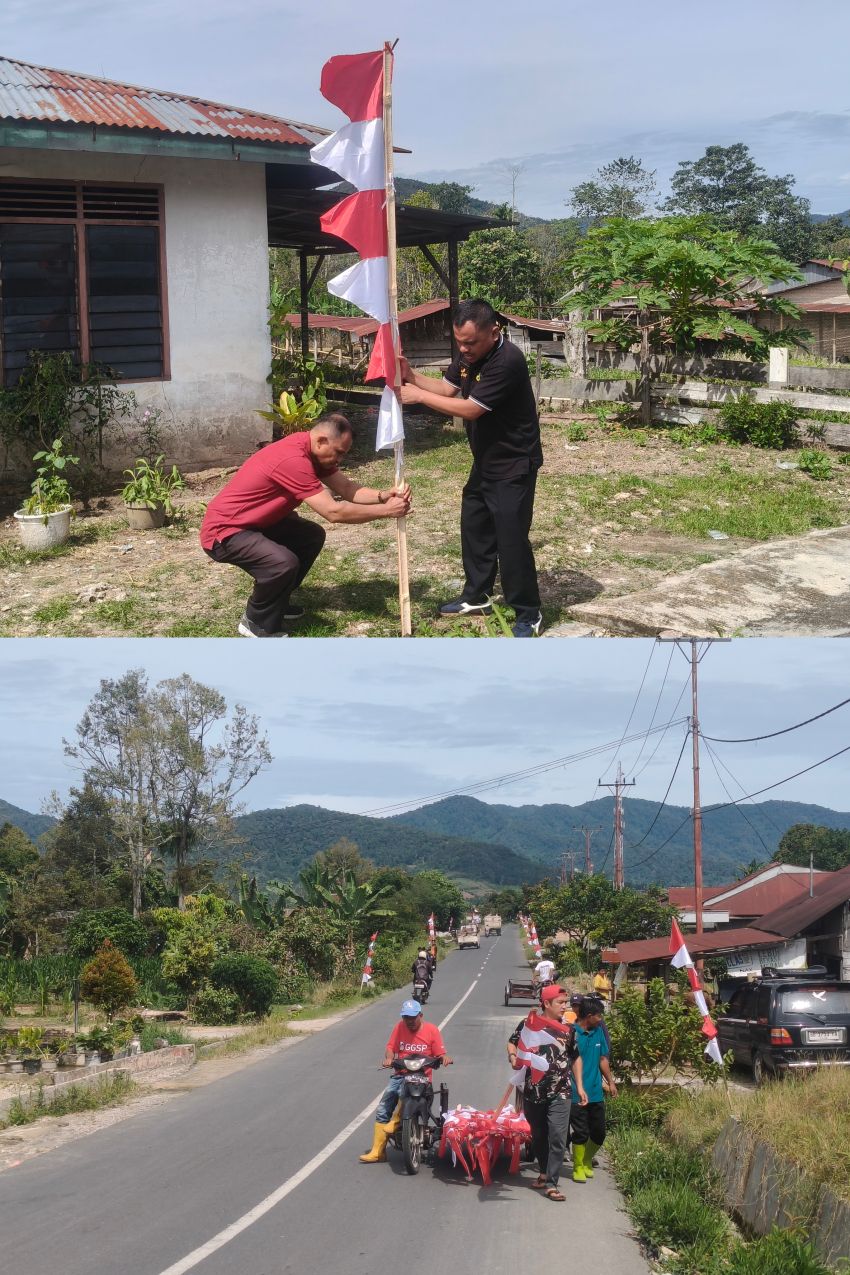 Gelorakan Semangat Kemerdekaan, Pemcam Berampu dan Warga Kerja Bakti Bersih Desa Jelang HUT RI ke-81