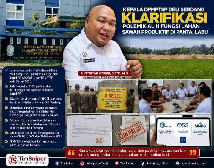 Kepala DPMPTSP Deli Serdang Klarifikasi Polemik Alih Fungsi Lahan Sawah Produktif di Pantai Labu