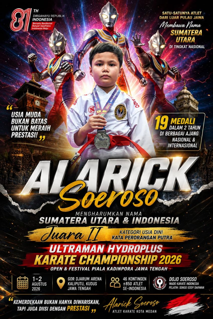 Inspiratif! Alarick Soeroso, Atlet Cilik Asal Medan, Persembahkan Prestasi untuk Indonesia di Momentum HUT RI 81