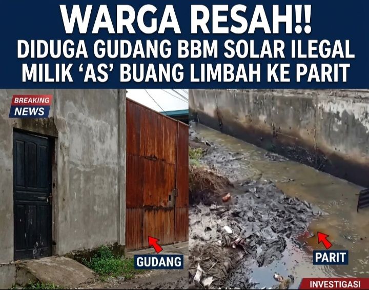 Warga Resah! Gudang Penampungan BBM Oplosan Diduga Milik 'AS' Bebas Beroperasi di Medan Utara dan Buang Limbah Minyak ke Parit