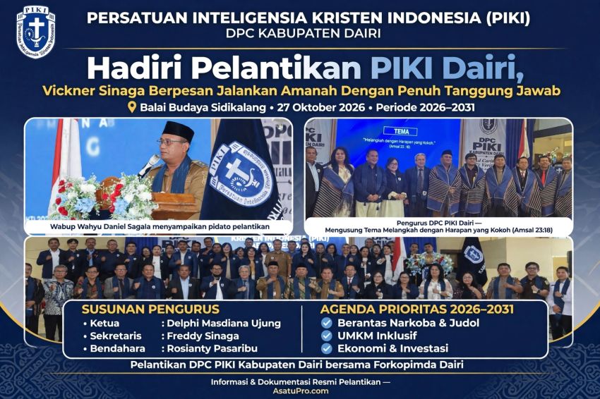 Wabup Wahyu Sagala Lantik DPC PIKI Dairi 2026-2031, Jadikan Masa Bakti Periode Berkarya