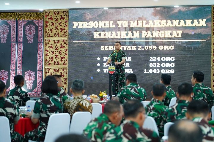Pangdam I/BB: Kenaikan Pangkat Prajurit Harus Diiringi Rasa Syukur dan Rendah Hati