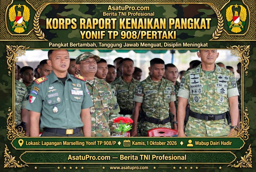 Pangkat Bertambah, Tanggung Jawab Menguat! Wabup Dairi Hadiri Korps Raport Kenaikan Pangkat Yonif TP 908/PERTAKI