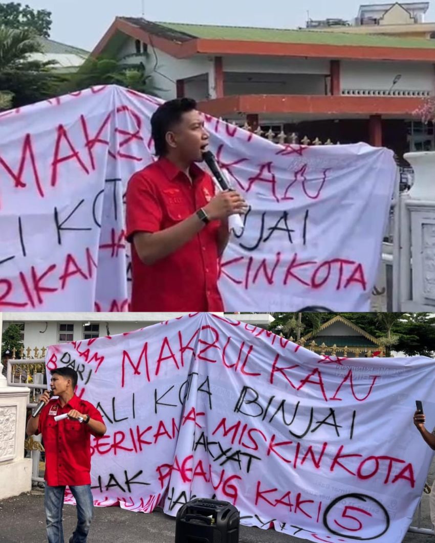 LMND Sumut dan Binjai Geruduk Balai Kota, Lempar 81 Telur Busuk; Desak Kejelasan CSR, Perbaikan Jalan, dan Evaluasi Pencopotan Kepling
