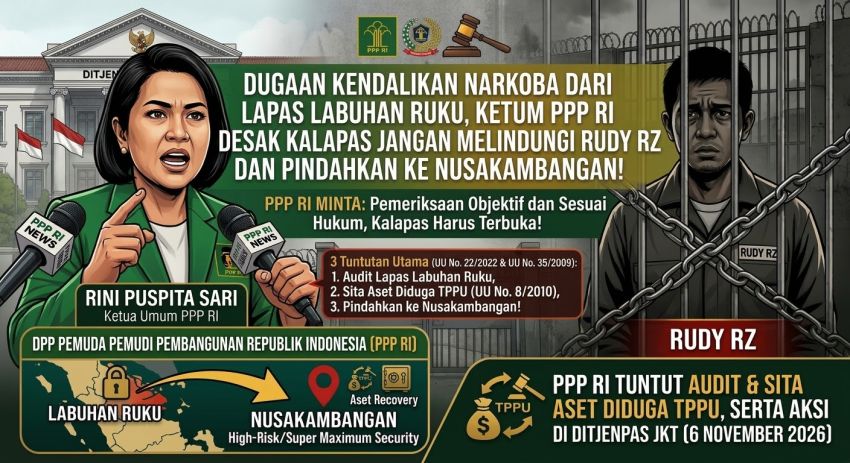 Dugaan Kendalikan Narkoba dan TPPU dari Lapas Labuhan Ruku, Ketum PPP RI Desak Kalapas Tidak Melindungi Rudy RZ dan Segera Pindahkan ke Nusakambangan
