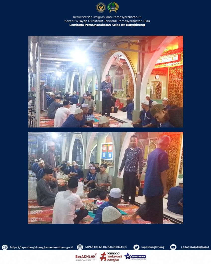 Perkuat Keimanan dan Kebersamaan, Santri Lapas Bangkinang Rutin Buka Puasa Sunah Senin dan Kamis Bersama