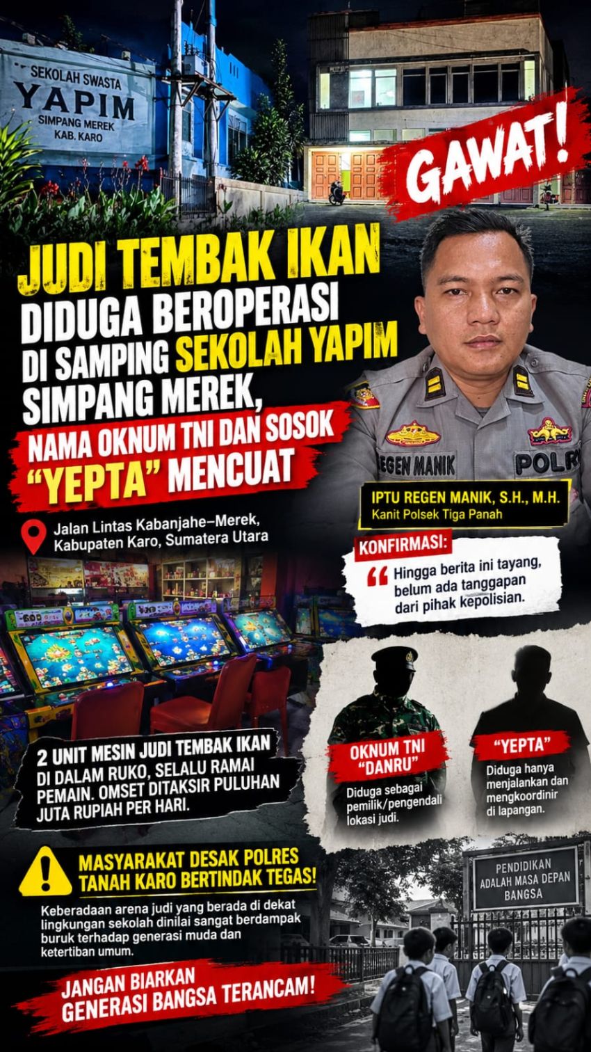 Judi Tembak Ikan di Dekat Sekolah Yapim Simpang Merek Masih Beroperasi, Nama &ldquo;Yepta&rdquo; dan &ldquo;Danru&rdquo; Mencuat